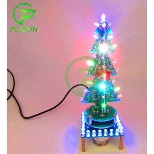 PCBfun Rotating Colorful Music Christmas Tree LED Water Lamp Light Electronic DIY Kit Decor Christmas Gift+Breathing Light Parts