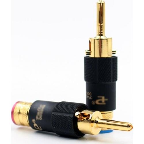 High quality self locking type plug black gold palting banana terminal of loudspeaker