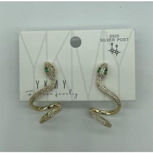 High Quality Gold Clip Earrings Jewelry Zircon Snake Earrings Zircon Stud Earrings Fashion Women Jewelry