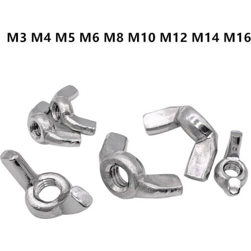 1-10X M3 M4 M5 M6 M8 M10 M12 M16 DIN315 A2-70 304 Stainless Steel Adjust Thumb Nut Hand Tighten Thumbnut Butterfly Ear Wing Nut