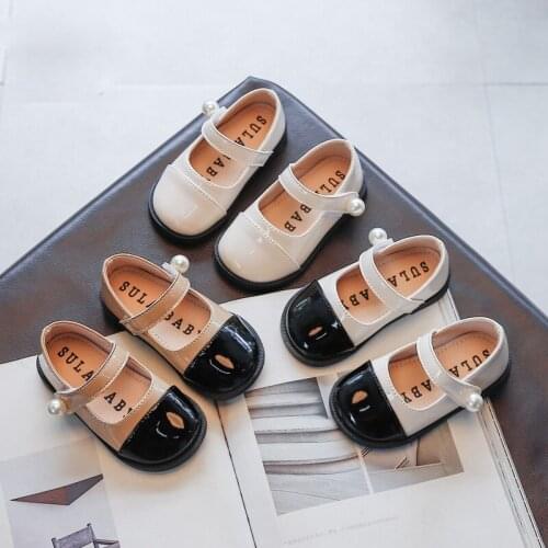 1-6 Toddler Kids Dress Spring Girl Shoes For Children Flats Princess Party Leather Shoes Baby Girl Fashion Pearl Splicing Shoe