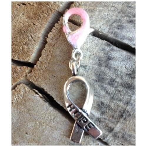 10PCS Vintage Silvers "HOPE" Ribbon Lobster Clasp Clip Charms Pendants For Bracelet Necklace Fashion Jewelry Making DIY Z2362