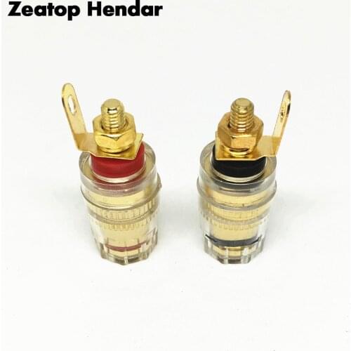 2Pcs Banana Connector 4mm Thread Medium Amplifier Speaker Spade Terminal Binding Post Banana Plug Socket Connector 33MM