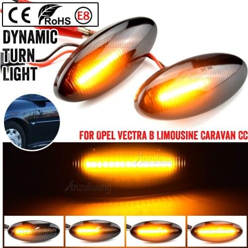 2Pcs Dynamic Amber Flowing Water LED Side Marker Turn Signal Sequential Blinker indicator Light For Opel Vectra B 1995-2002