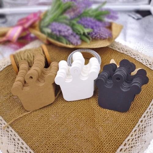 300pcs Crown Shape White Black Kraft Tag Tiara Design Blank Hang Tag Party Gift Label Paper Cards 5.5x6cm