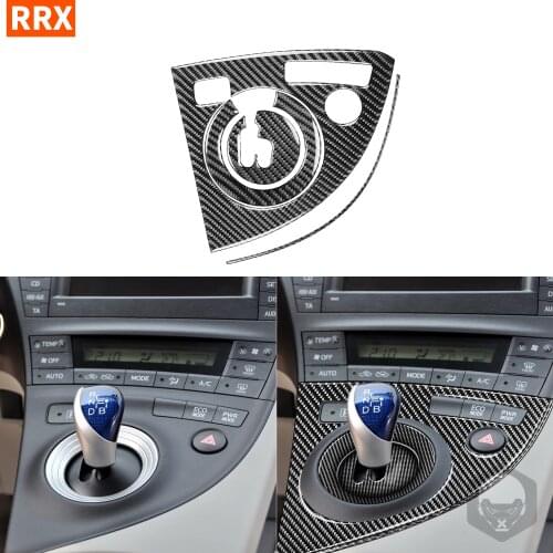 4PCS Carbon Fiber Stickers Gear Box Panel Shifter Trim Car Accessories For Plug-in Hybrid Toyota Prius XW30 ZVW30 ZVW35 Interior