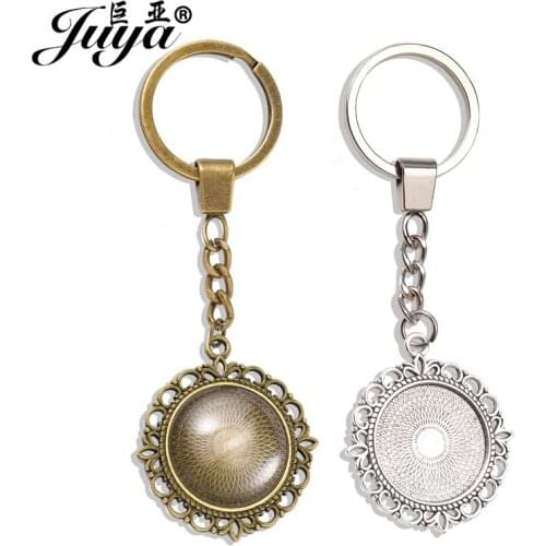 5pcs/lot 25mm Round Flower Pattern Cabochon Base Cameo For KeyChain Pendant DIY Jewelry Making Accessories Handmade Supplies