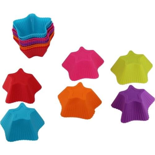 5PCS Silicone Cupcake Circle Heart Star Flower Egg Shapes Jelly Pudding mold Cake Tool Kitchen Accessories cupcake stand