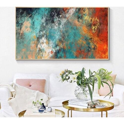 Abstract Red And Blue Oil Painting Wall Art Canvas Scandinavian Posters and Prints Modern Wall Art Picture for Living Room