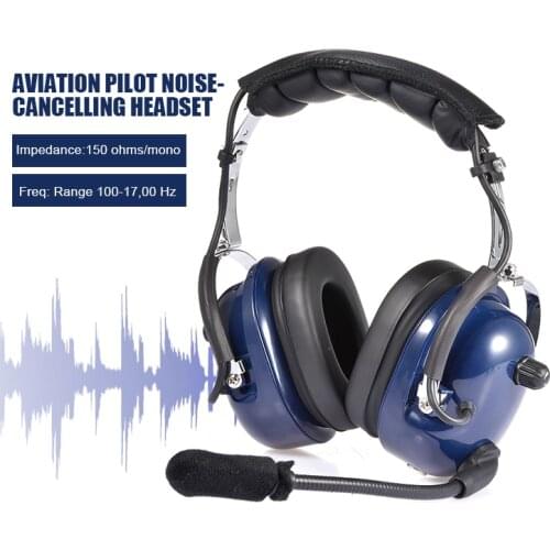 Aviation Pilot Headset Noise Reduction GA Dual Plugs MP3 Music Input with Comfort Ear Seals