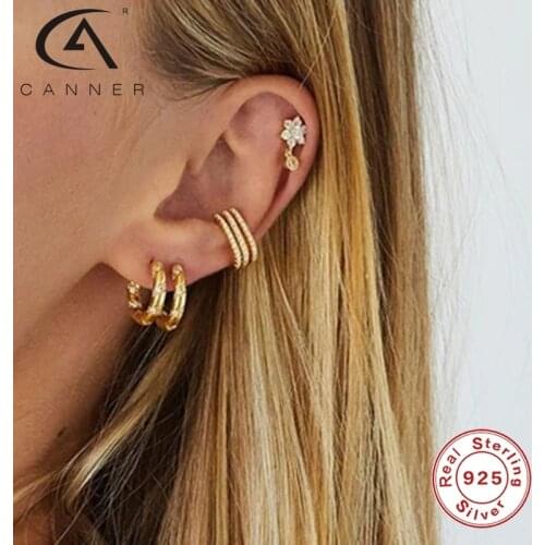 CANNER Micro inlay zircon Hoop Earrings for Women Small Round Circle Earrings Huggies Cartilage Ear Rings Steampunk Accessories