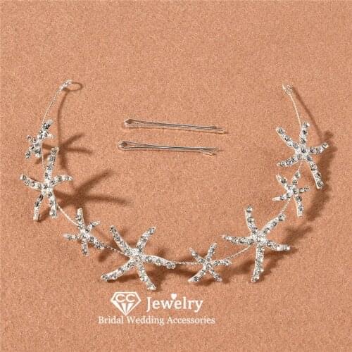 CC Headband Wedding Accessories for Women Engagement Hair Ornaments Bridal Crown Star Shape Hairband High Quality Headpiece M217