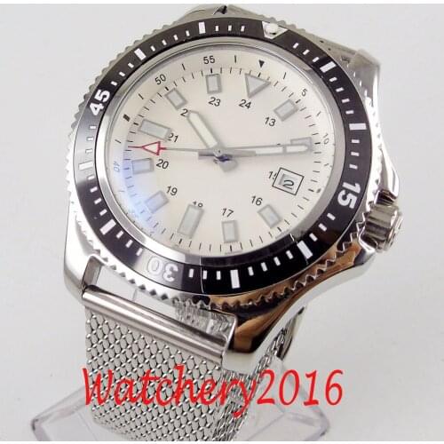 NEW 44mm Sterile Dial Rotating Black Ceramic Bezel Luxury Date Stainless steel Case Luminous Automatic Movement mens Watch