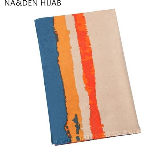 1PCS Viscose Long muffler Hi-Q lady wraps Islamic bandana Elegant scarves Muslim hijab Solid shalws Fashion Striped winter scarf