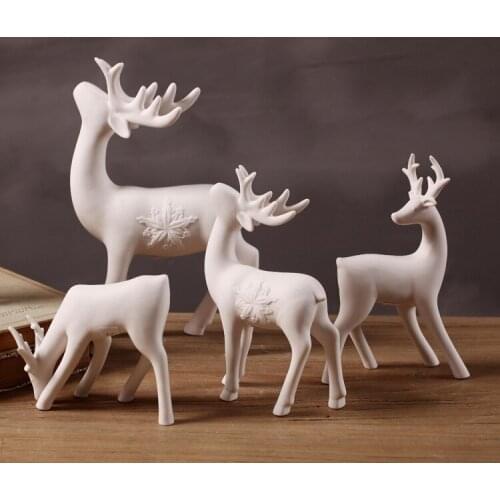 Home Decoration Deer Statue Ceramic Crafts American Country Simple Creative Home White Deer Decoration Window Decoration