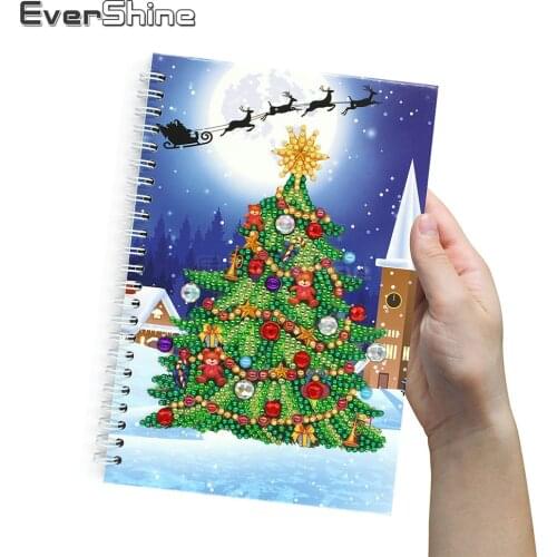 EverShine DIY Diamond Painting Notebook Christmas Tree Cross Stitch 5D Diamond Embroidery Christmas Decorations For Home