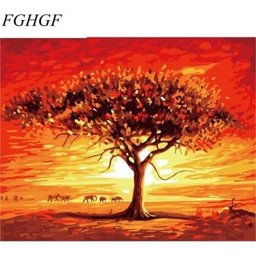 FGHGF Oil Painting Desert Landscape DIY Painting By Numbers Wall Art Picture Home Decor For Living Room Wall Artwork