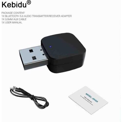 Kebidu 2 IN 1 Bluetooth 5.0 Receiver Transmitter Bluetooth Wireless Adapter Audio With 3.5MM AUX Audio Stereo For Home TV MP3 PC