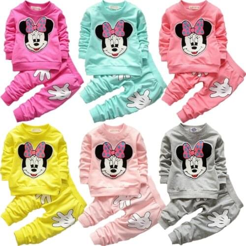 Baby Girls Minnie Clothing Set Autumn Pure Cotton Clothing Sets For Baby Girls Full Shirt And Pants Children Clothing Set