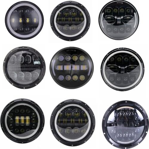 Round 7" Motorcycle Black Projector Motor HID LED Light Bulb Headlight For Harley Street Glide Softail FLHX F Touring Trike