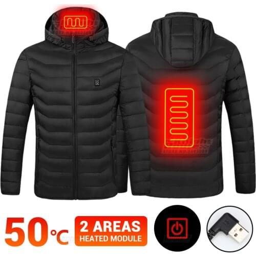 2 Areas Heated Jacket Hiking Hunting Thermal Warm Womens Jacket USB Heated Veat Mens Coat Male Winter Clothing Outerwear