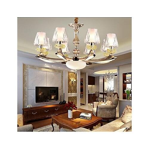 LED 8 Lamps European Style Indoor Chandeliers Crystal Luxury Droplight Zinc Alloy Chandelier Light free shipping Including bulb