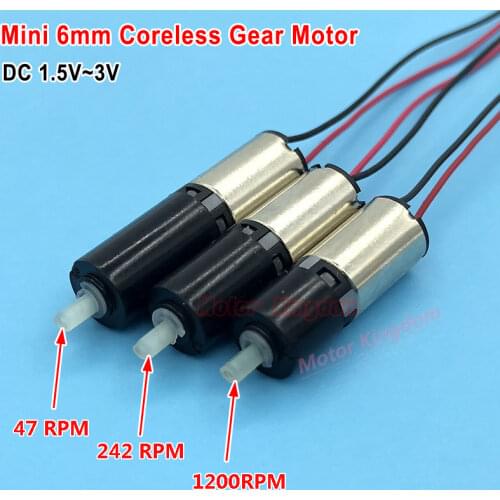 Mini Tiny 6mm Planetary Gearbox Reducer Gear Motor DC1.5V-3.7V 3V 47rpm 242rpm 120rpm Slow Speed High Torque Electric Motor