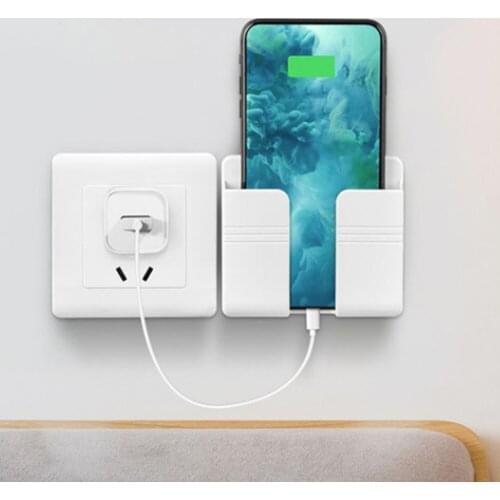 Wall Mounted Organizer Storage Box Remote Control Mounted Mobile Phone Plug Wall Holder Charging Multifunction Holder Stand