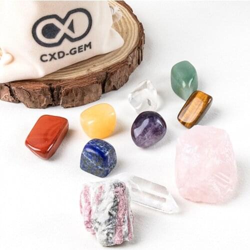 Natural Crystal Stone Eight Chakras Large Grain Unpolished Collection Gift DIY Ore Standard Combination