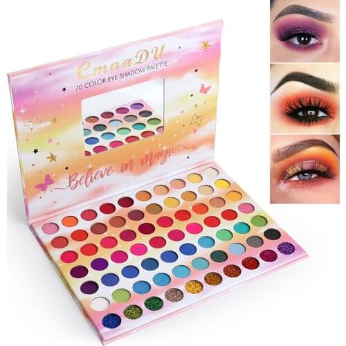 70 Colors Professional Shimmer Glitter Matte Eyeshadow Palette Waterproof Pigmented Pallete Eye Makeup Eyeshadow Cosmetic