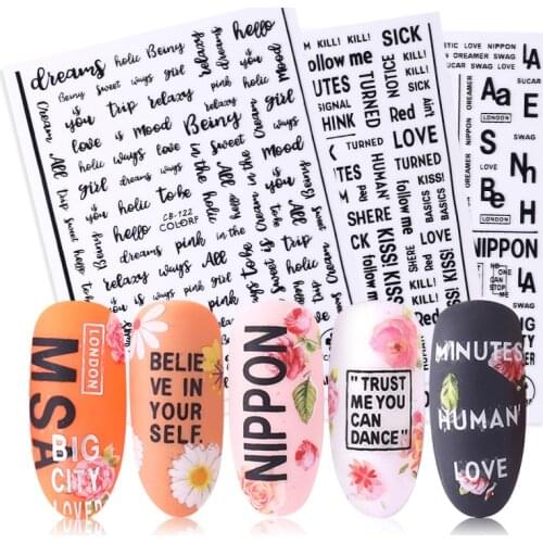 1 Sheet Russian Text 3D Nail Sticker Flower And Letter Transfer Slider Russia Words Nail Decals Manicures Tattoos Decoration