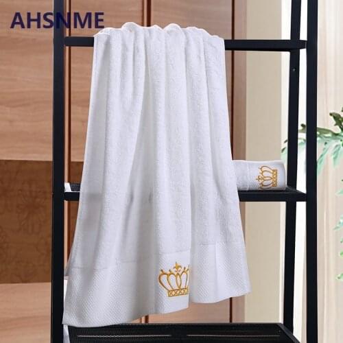 AHSNME super luxury increase white 100% cotton crown beach towel 70x140cm 600g suitable for high-end residences Royal exclusive