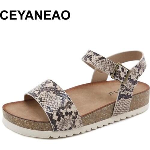 CEYANEAOSerpentine Casual Sandals Woman Platform Sandals Summer Female Plus Size Shoes Sandal Cork Buckle Sandals Zapatos De Muj