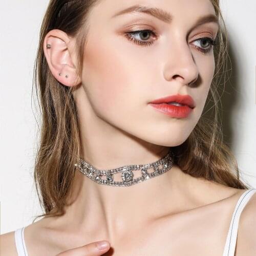 Luxurious Fashion Crystal Woman Chokers Necklaces Neck chain Trendy Geometric Simplicity Delicate Jewellery Korean Charm