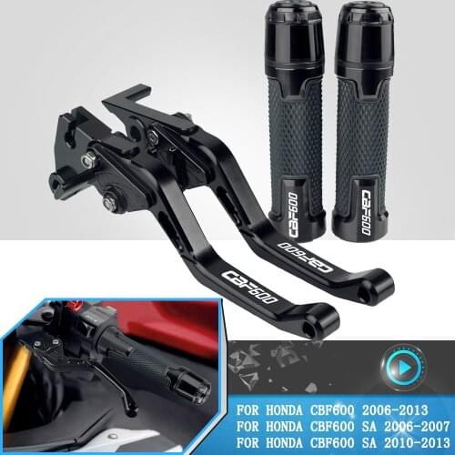 For Honda CBF600 CBF 600 SA 2006 2007 2008 2009 2010 2011 2012 2013 Motorcycle Adjustable Brake Clutch Levers+ Grips Accessories