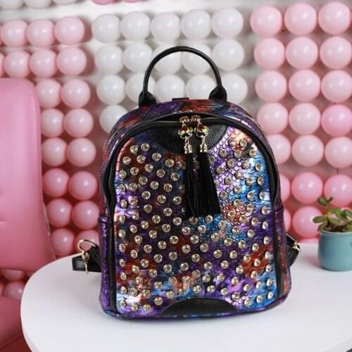 Brand Diamonds Famous Backpack Female Travel College Office Satchel New Fashion Pu Leather Rhinestone Tassel Backpacks