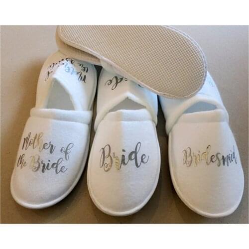 Silver gold bridal shower Slippers personalized Bride Slippers with name bridesmaid Wedding proposal gift maid of honor slippers