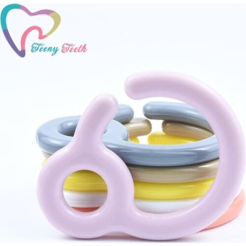 TeenyTeeth 5PCS Soft Pink Plastic Teething Ring Links For Baby Stroller Toys Pacifier Hook Clips Baby Silicone Teether Bead Clip