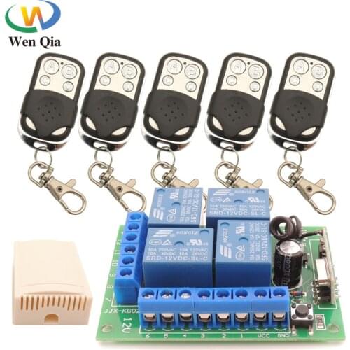 433Mhz Universal Wireless Remote Control RF smart Switch DC12V 4CH Relay Receiver With Transmitter Car light Lamp Electric Gate