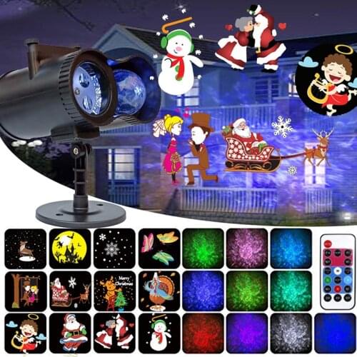 Waterproof Animated Christmas Projector Light With Remote Control 12 Slides Holiday Lighting For Wedding Halloween Garden Lawn