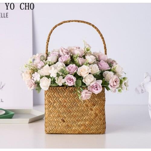 YO CHO 10 Head Exquisite Silk Rose Flower Bouquets Wedding Centerpieces DIY Decoration Artificail Rose Flowers for Wedding Home