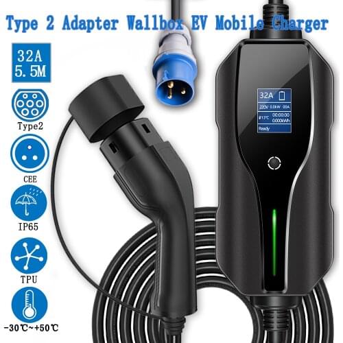 IEC 62196-2 EV Charger Type 2 32Amp Adjustable Home EV Car Charger With CEE Plug 220V-240V Car Charging Cable