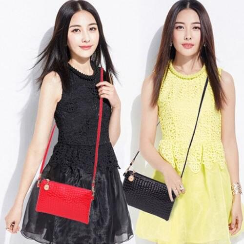 Women Crocodile Pattern Shoulder Bag Mini Crossbody Purse Bag With Card Slots Zipper HandBags