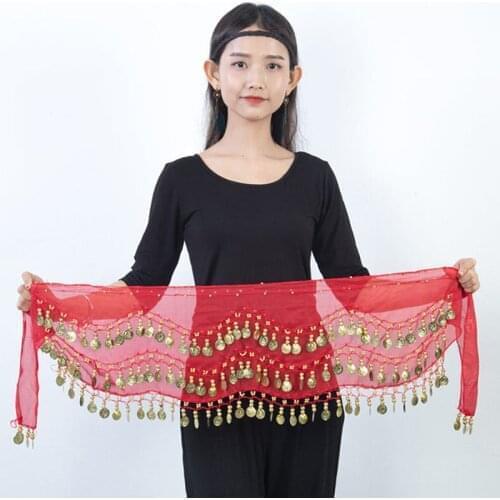 Women Sequin Tassel Lace-up Wrap Skirt Latin Dancing Belly Dance Hip Scarf Glitter Waist Chain Lady Stage Performance