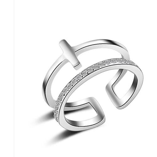 Ring for women cross prong zircon resizable opening adjustable size wedding bands rose fashion jewelry