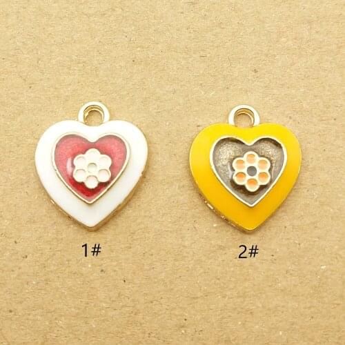 10pcs 14x16mm enamel heart charm for jewelry making and crafting earring charm bracelet charm fashion pendant