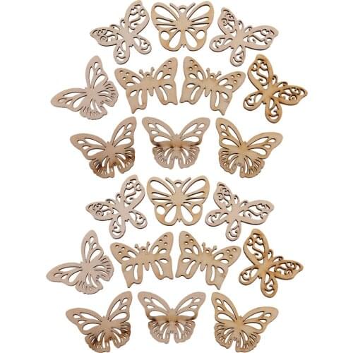 20 Pieces Natural Wooden Butterfly Cutouts Craft Embellishment Gift Tag Wood Ornament for DIY Decorations