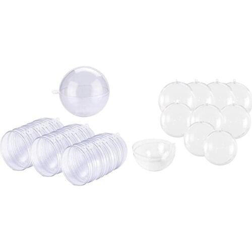 24 Balls/Batch DIY 80mm Christmas Tree Hanging Ball Ornament with 10Pcs 4-Inch Clear Plastic Fillable Ornaments Ball