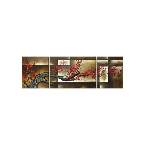 3 Piece Hand Painted Oil Painting Plum Blossom-Modern Oil Painting Canvas Wall Art-Floral Canvas Wall Pictures for Living Rooms
