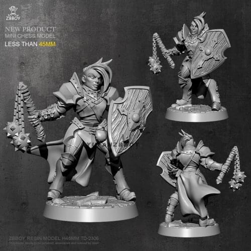 45mm Resin Model Kits Chain Hammer Horsewoman Resin Soldier Self-assembled TD-2306